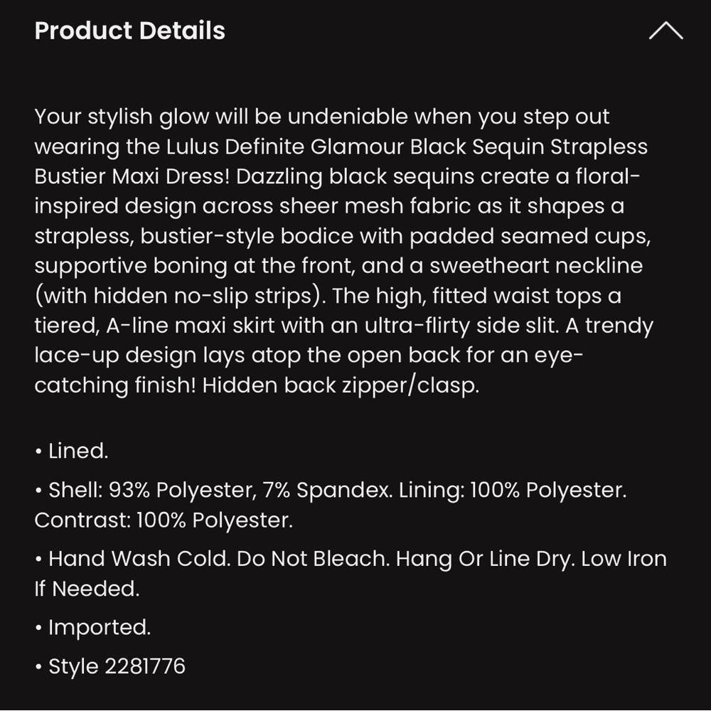 NWT! Lulus Definite Glamour Black Sequin Strapless Bustier Maxi Dress - Size XL - Picture 7 of 8